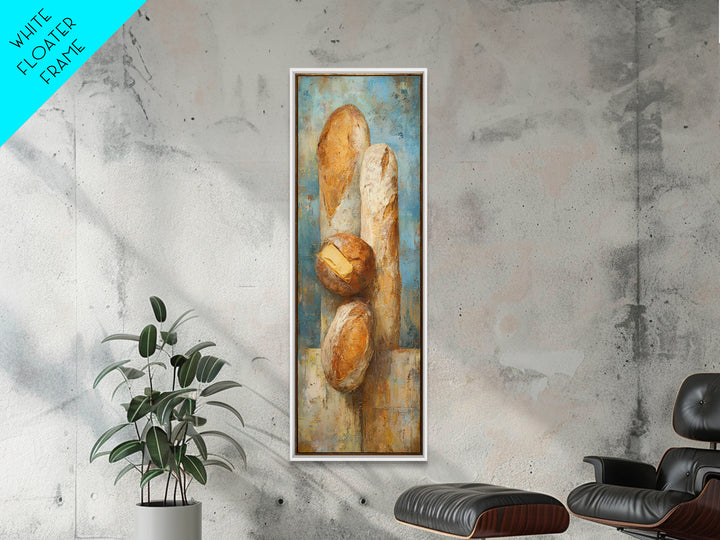 Freshly Baked Bread Framed Canvas Print, Bed and Breakfast Art, Above Bed Decor, Living Room Decor, Fine Art, BAB-1x3-80