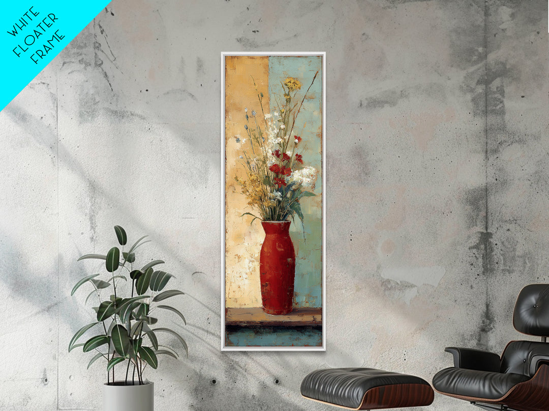 Country Wildflowers in a Chipped Ceramic Pitcher Canvas Print, Bed and Breakfast Art, Canvas Wall Art, Living Room Decor, BAB-1x3-85