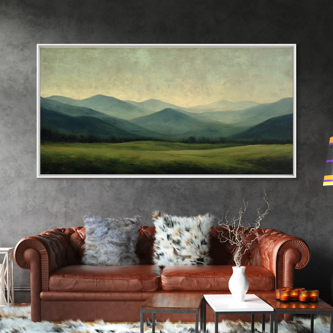 Classic Landscape with Rolling Green Hills Canvas Print, Bed and Breakfast Art, Statement Artwork, Living Room Decor, BAB-2x1-20