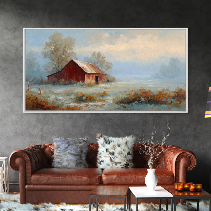 Old Farmhouse Landscape Framed Canvas Print, Bed and Breakfast Art, Room Decor, Living Room Decor, Fine Art, BAB-2x1-75
