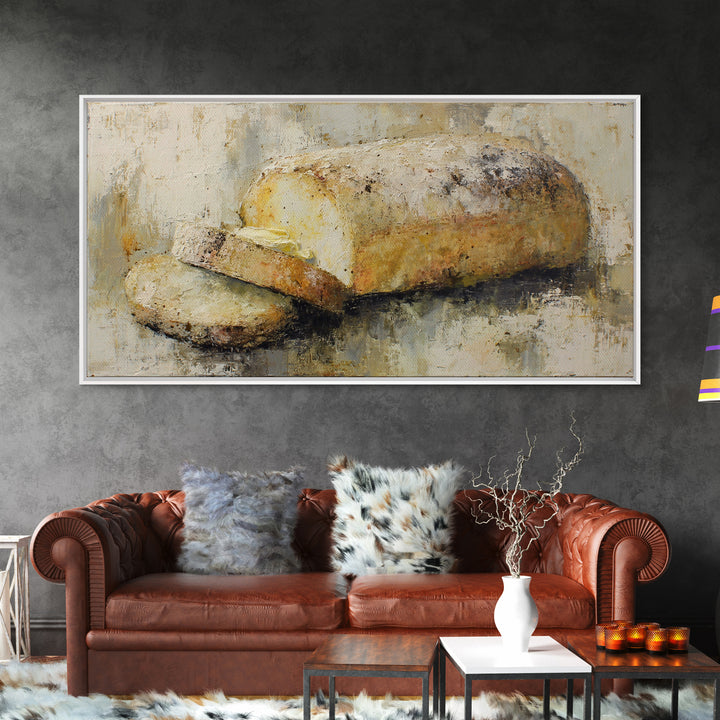 Freshly Baked Bread Framed Canvas Print, Bed and Breakfast Art, Printable Art, Living Room Decor, Fine Art, Bedroom Prints, BAB-2x1-88