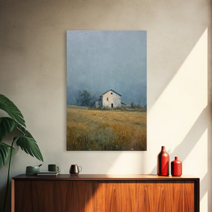 Old Farmhouse Landscape Canvas Print, Bed and Breakfast Art, Minimalist Decor, Living Room Decor, Oil Painting, BAB-2x3-15