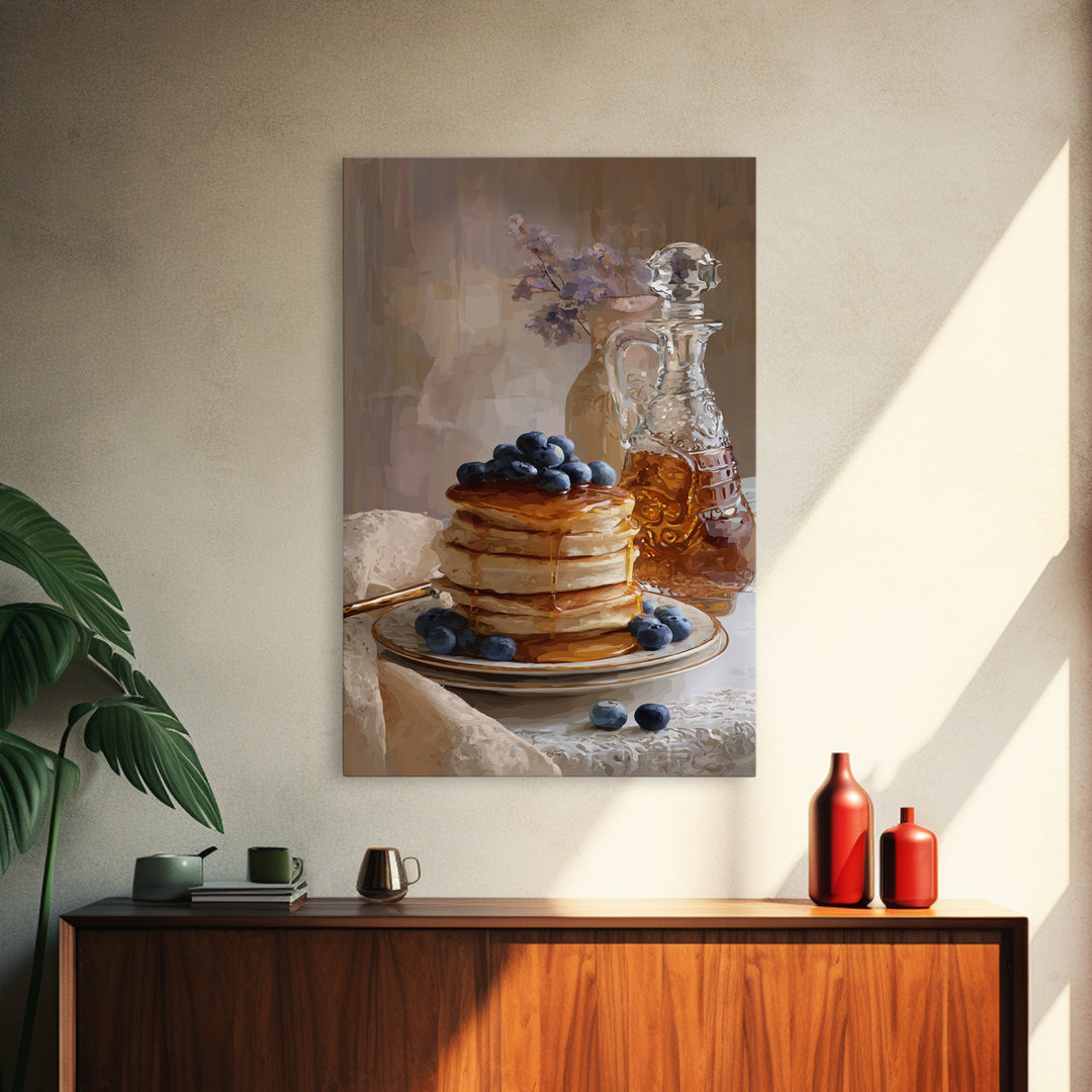 Blueberry Pancakes Still Life Canvas Print, Bed and Breakfast Art, Gallery Decor, Living Room Decor, Fine Art, BAB-2x3-16