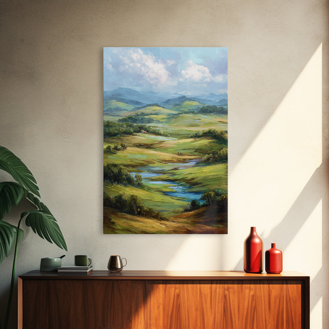 Classic Landscape with Rolling Green Hills Canvas Print, Bed and Breakfast Art, Statement Artwork, Living Room Decor, BAB-2x3-32
