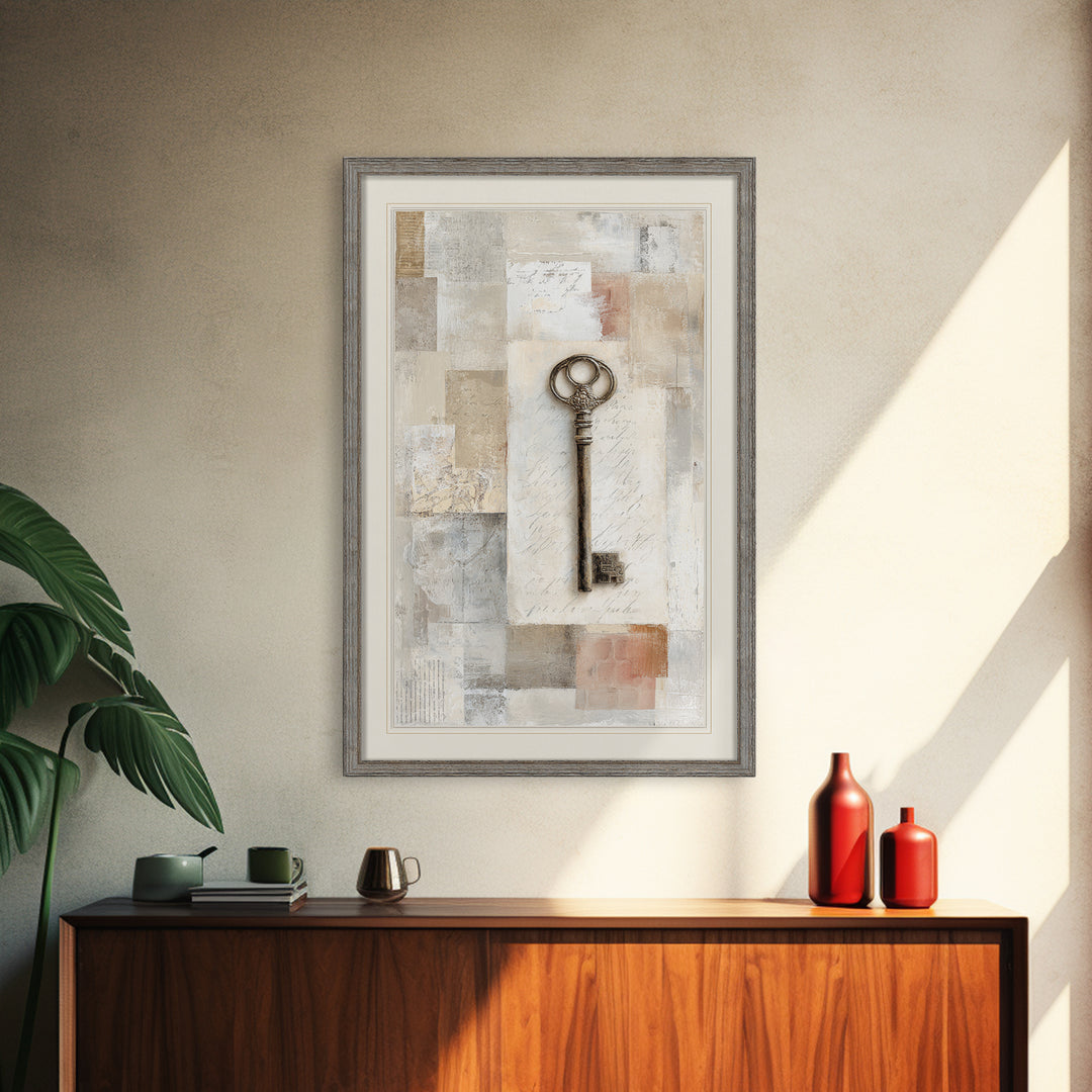 Antique Key and Handwritten Letter Arrangement Without Canvas Print, Bed and Breakfast Art, Bedroom Decor, Living Room Decor, BAB-2x3-41