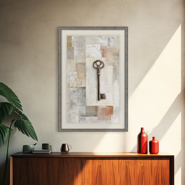 Antique Key and Handwritten Letter Arrangement Without Canvas Print, Bed and Breakfast Art, Bedroom Decor, Living Room Decor, BAB-2x3-41