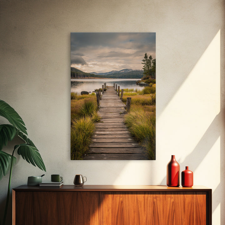 Quiet Lake Dock at Early Morning Canvas Print, Bed and Breakfast Art, Decor, Living Room Decor, Fine Art, Dopamine Decor, BAB-2x3-54