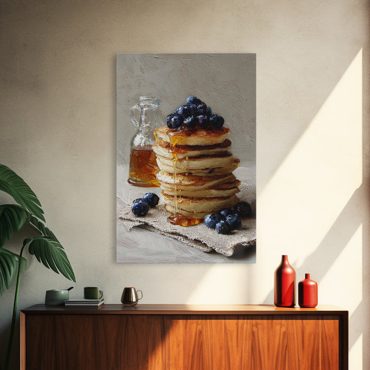 Blueberry Pancakes Still Life Framed Canvas Print, Bed and Breakfast Art, Print, Living Room Decor, Fine Art, BAB-2x3-64