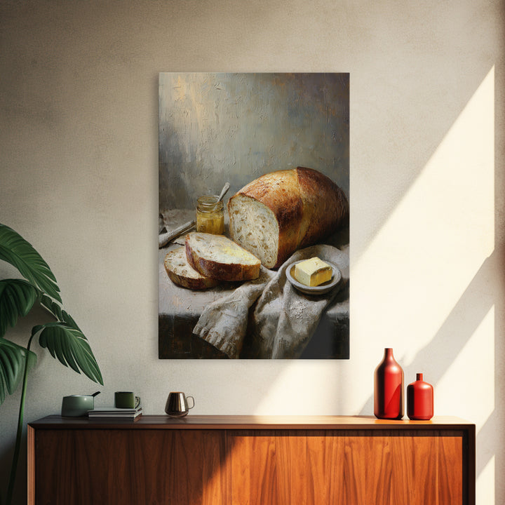 Freshly Baked Bread Framed Canvas Print, Bed and Breakfast Art, Farmhouse Wall Art, Living Room Decor, Fine Art, BAB-2x3-76