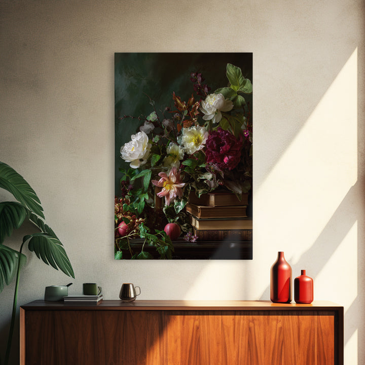 Warm Fireplace Still Life Framed Canvas Print, Bed and Breakfast Art, Printable Wall Art, Living Room Decor, Watercolor Art, BAB-2x3-98