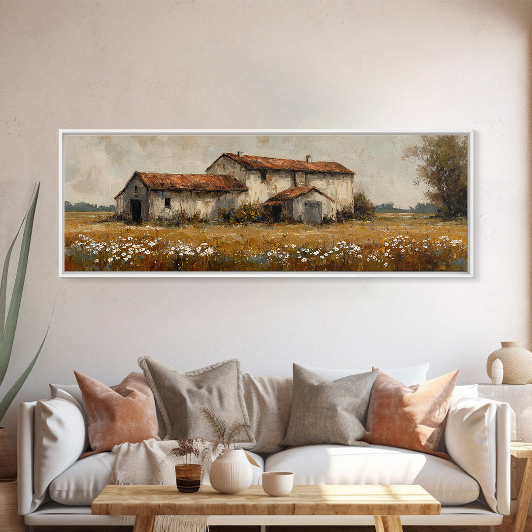 Rooster and Wildflower Country Portrait Canvas Print, Bed and Breakfast Art, Rustic Home Decor, Living Room Decor, Fine Art, BAB-3x1-11