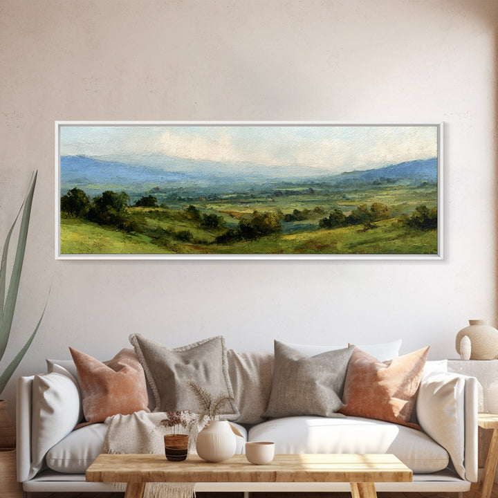 Classic Landscape with Rolling Green Hills Canvas Print, Bed and Breakfast Art, Bedroom Wall Decor, Living Room Decor, BAB-3x1-16