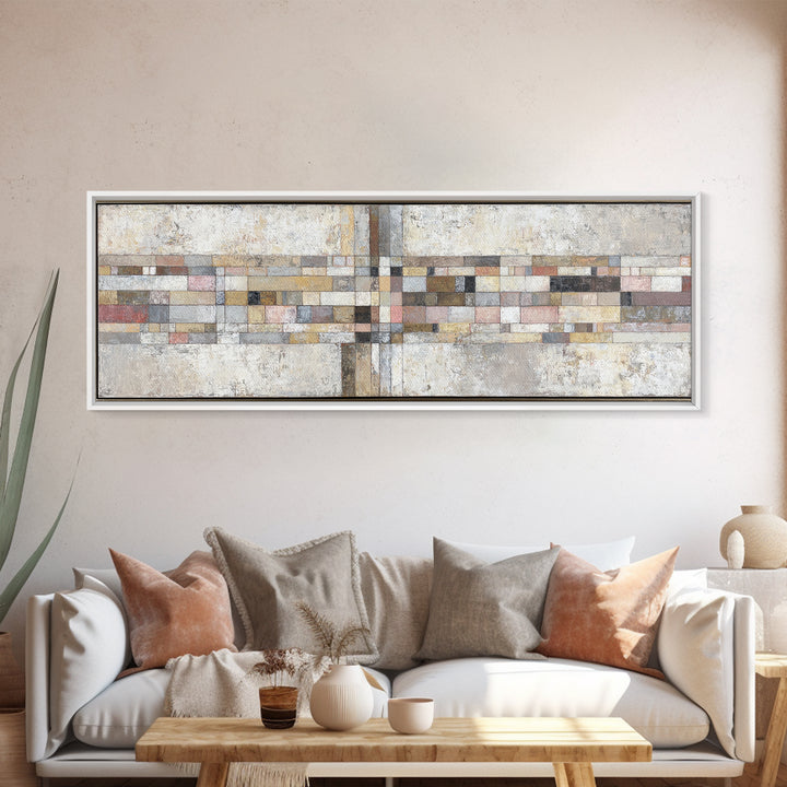 Quilt Pattern Folk Art Composition Canvas Print, Bed and Breakfast Art, Fine Art Print, Living Room Decor, Fine Art, BAB-3x1-3