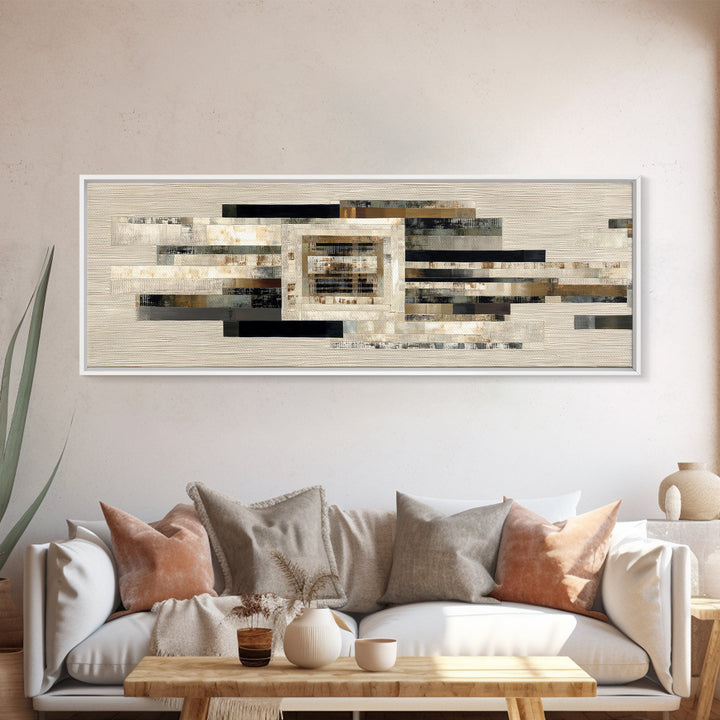 Quilt Pattern Folk Art Composition Framed Canvas Print, Bed and Breakfast Art, Printable, Living Room Decor, Fine Art, BAB-3x1-51