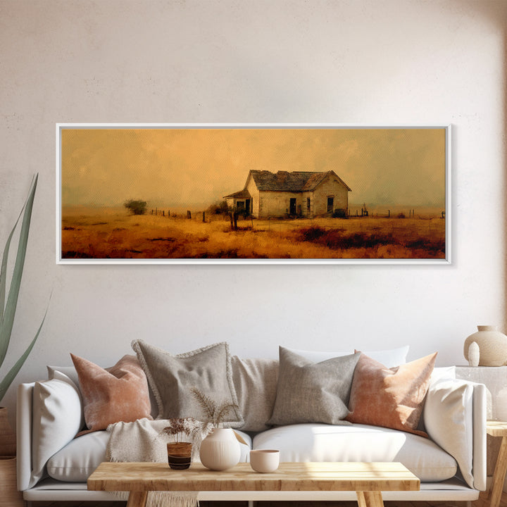 Old Farmhouse Landscape Canvas Print, Bed and Breakfast Art, Wood Wall Art, Living Room Decor, Oil Painting, BAB-3x1-71