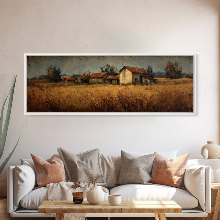 Apple Orchard Scene Framed Canvas Print, Bed and Breakfast Art, Coffee Wall Art, Living Room Decor, Fine Art, BAB-3x1-77
