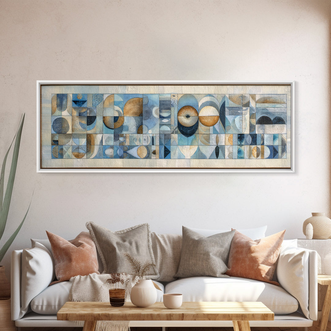 Quilt Pattern Folk Art Composition Framed Canvas Print, Bed and Breakfast Art, Printable, Living Room Decor, Fine Art, BAB-3x1-99