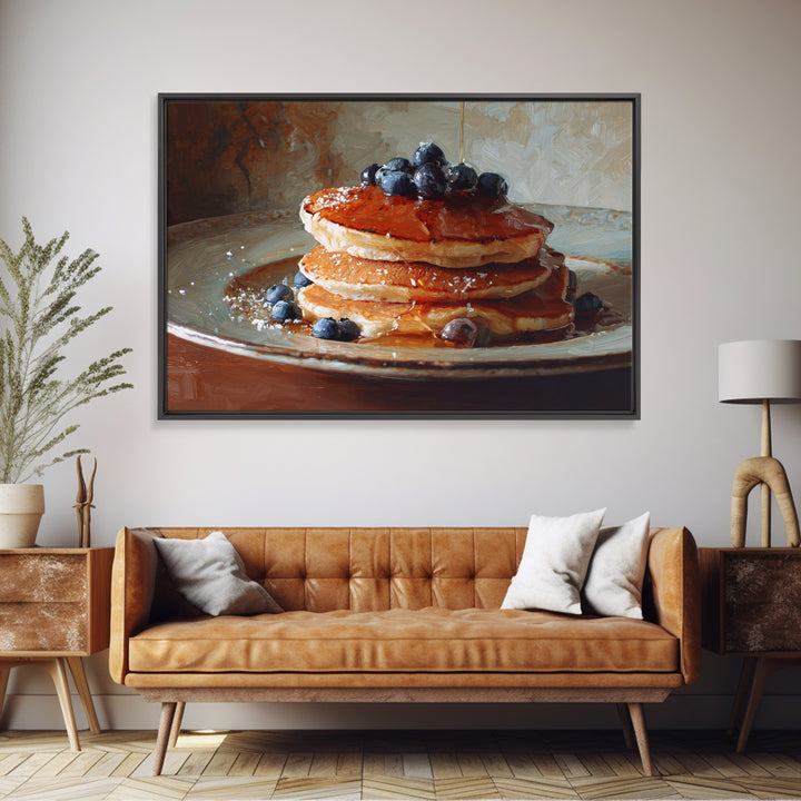 Blueberry Pancakes Still Life Canvas Print, Bed and Breakfast Art, Above Bed Decor, Living Room Decor, Fine Art, BAB-3x2-12