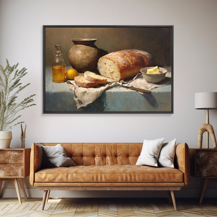 Freshly Baked Bread Framed Canvas Print, Bed and Breakfast Art, Farmhouse Wall Art, Living Room Decor, Fine Art, BAB-3x2-24