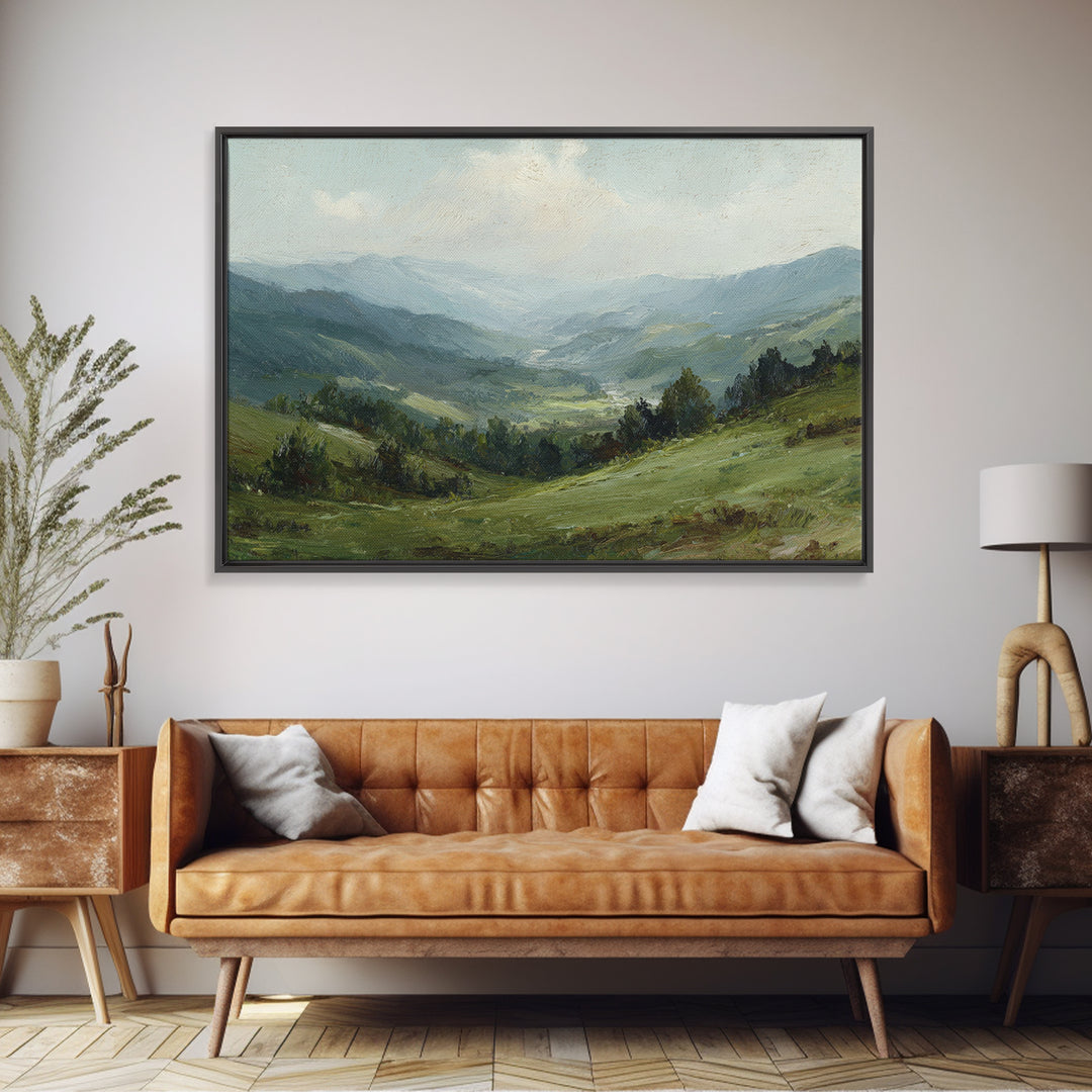 Classic Landscape with Rolling Green Hills Canvas Print, Bed and Breakfast Art, Bedroom Wall Decor, Living Room Decor, BAB-3x2-28