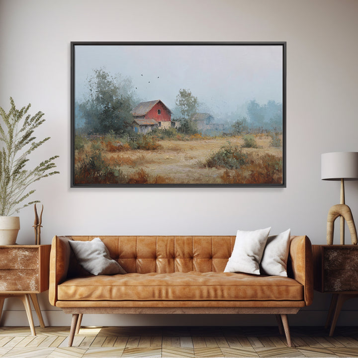 Old Farmhouse Landscape Framed Canvas Print, Bed and Breakfast Art, Room Decor, Living Room Decor, Fine Art, BAB-3x2-35