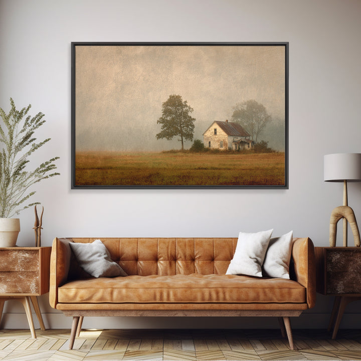 Old Farmhouse Landscape Framed Canvas Print, Bed and Breakfast Art, Digital Art, Living Room Decor, Fine Art, BAB-3x2-59