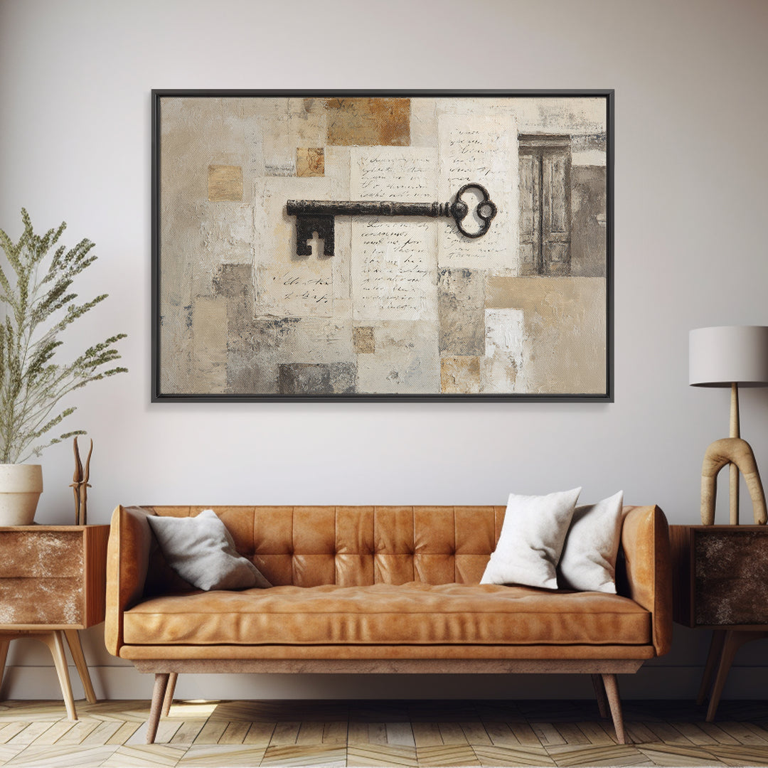 Antique Key and Handwritten Letter Arrangement Without Canvas Print, Bed and Breakfast Art, Bedroom Art, Living Room Decor, BAB-3x2-61
