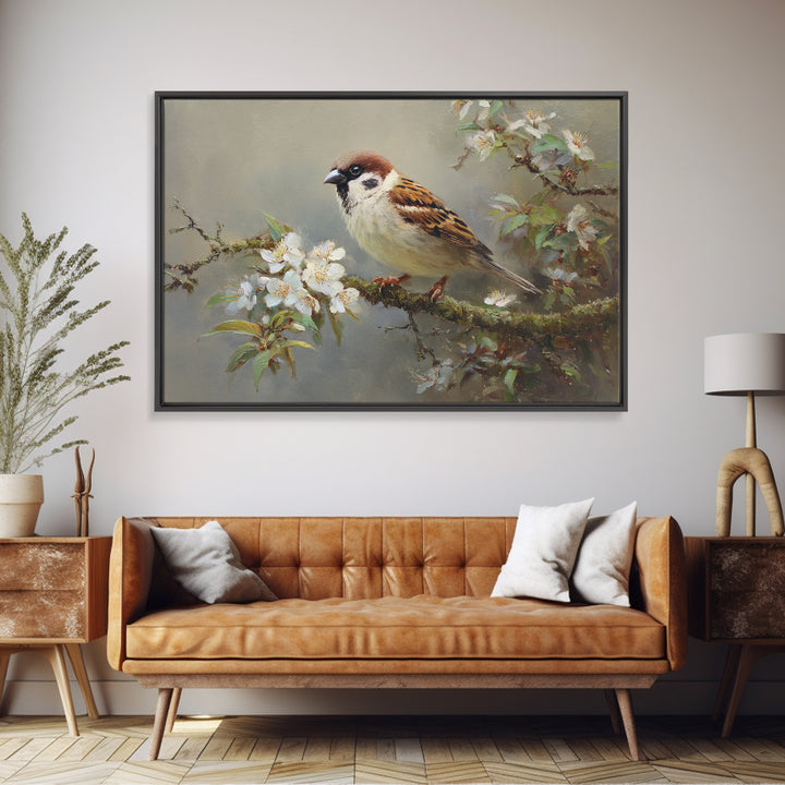 Small Bird on a Flowering Branch Canvas Print, Bed and Breakfast Art, Bedroom Wall Art, Living Room Decor, Watercolor Art, BAB-3x2-66