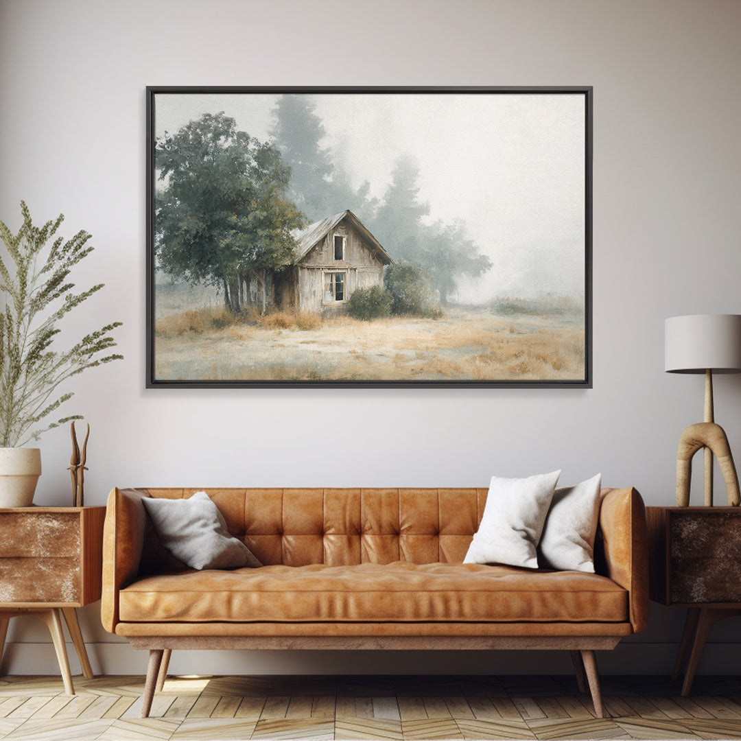 Old Farmhouse Landscape Canvas Print, Bed and Breakfast Art, Wood Wall Art, Living Room Decor, Oil Painting, BAB-3x2-83