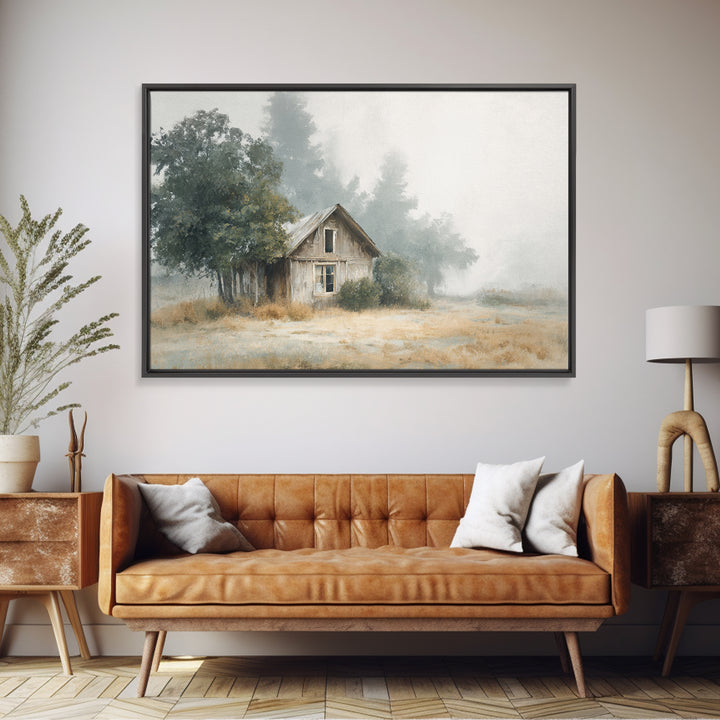 Old Farmhouse Landscape Canvas Print, Bed and Breakfast Art, Wood Wall Art, Living Room Decor, Oil Painting, BAB-3x2-83