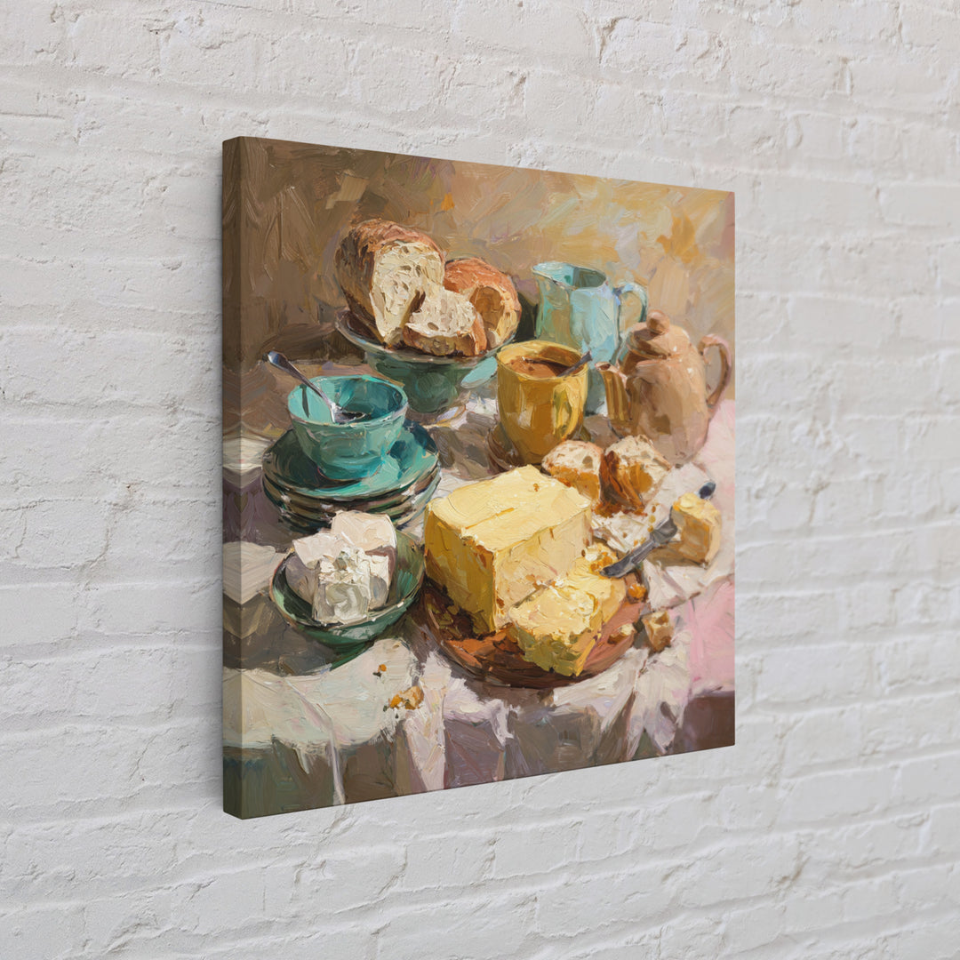 Painterly Eclair and Coffee Still Life Framed Canvas Print, Bakery Art, Print, Bakery Decor, Fine Art, Patisserie, Food Art, BAK-1x1-12