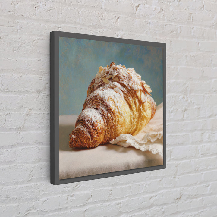 Almond Croissant Closeup Canvas Print, Bakery Art, Kitchen Prints, Bakery Decor, Oil Painting, Patisserie, Fine Art, Kids Art, BAK-1x1-15