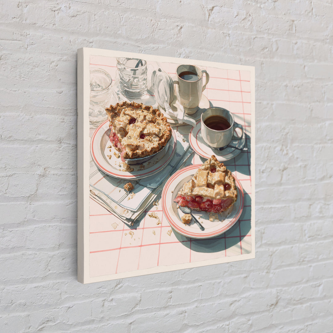Retro Diner Pie Illustration Framed Canvas Print, Bakery Art, Food Art, Bakery Decor, Watercolor Art, Patisserie, Kids Art, BAK-1x1-16