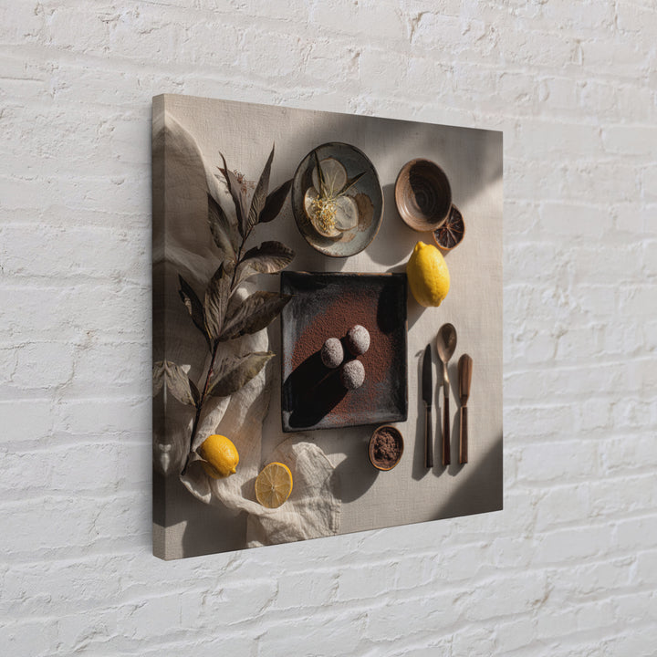 Chocolate Truffle Still Life Canvas Print, Bakery Art, Food Art, Bakery Decor, Watercolor Art, Patisserie, Kids Art, BAK-1x1-19