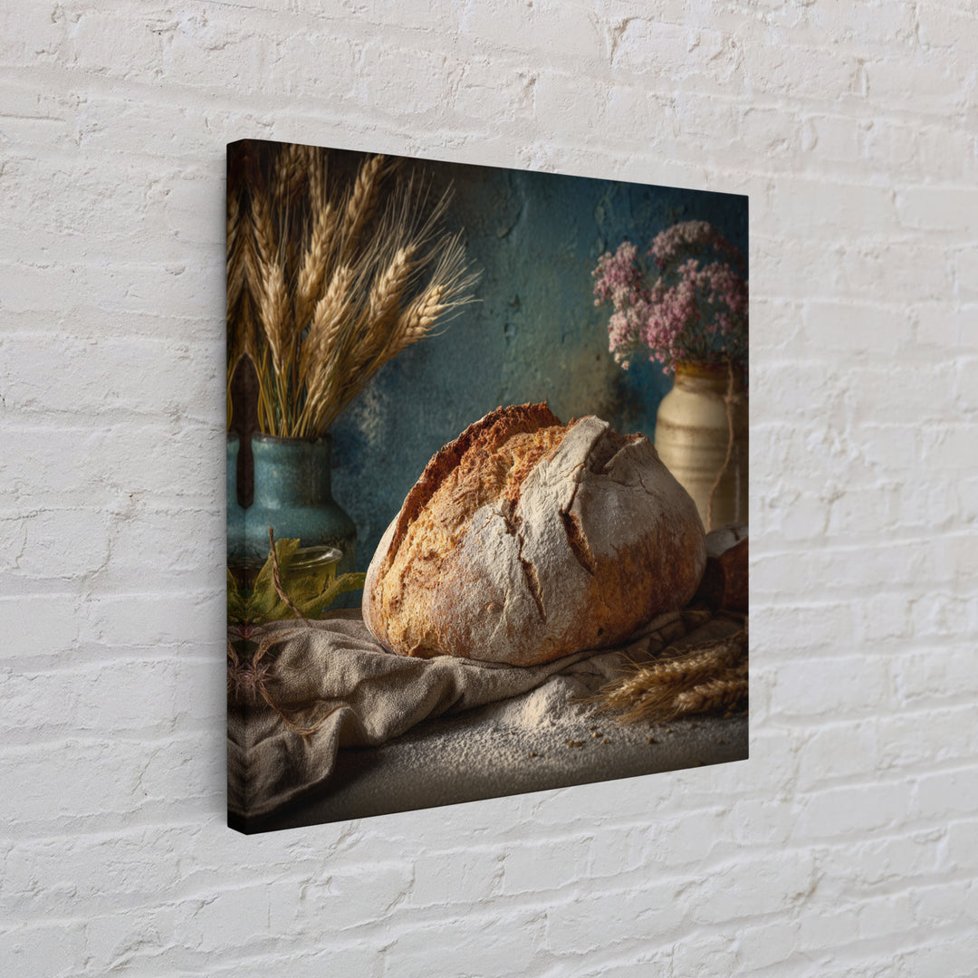 Rustic Loaf of Bread Framed Canvas Print, Bakery Art, Kitchen Wall Art, Bakery Decor, Oil Painting, Patisserie, BAK-1x1-28