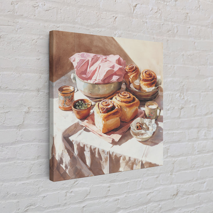 Cinnamon Rolls in a Warm Country Kitchen Canvas Print, Bakery Art, Digital Download Art, Bakery Decor, Fine Art, Patisserie, BAK-1x1-35