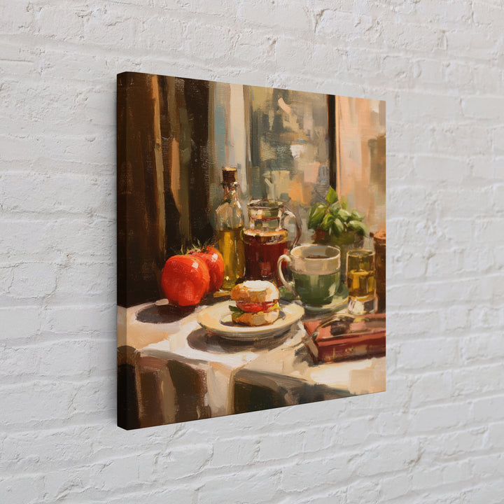 Painterly Eclair and Coffee Still Life Canvas Print, Bakery Art, Printable Art, Bakery Decor, Watercolor Art, Patisserie, BAK-1x1-36