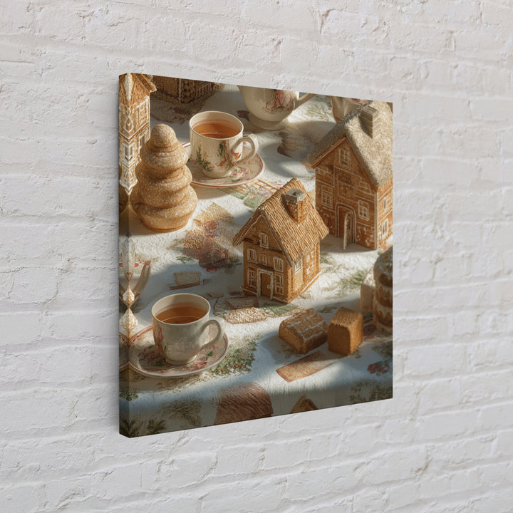 Gingerbread Houses in Charming Folk Art Style Framed Canvas Print, Bakery Art, Gallery Decor, Bakery Decor, Patisserie, BAK-1x1-38
