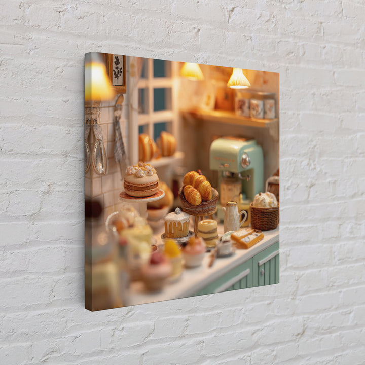 French Patisserie Window Display of Pastel Pastries Canvas Print, Bakery Art, Kids Art, Bakery Decor, Fine Art, Patisserie, BAK-1x1-50