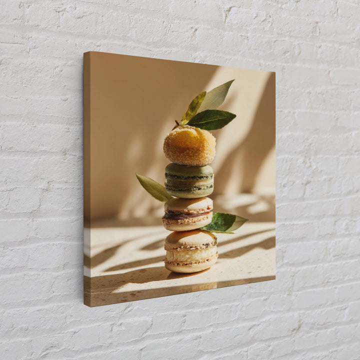 Single Perfect Macaron Tower Framed Canvas Print, Bakery Art, Bakery, Bakery Decor, Oil Painting, Patisserie, Minimalist Decor, BAK-1x1-51