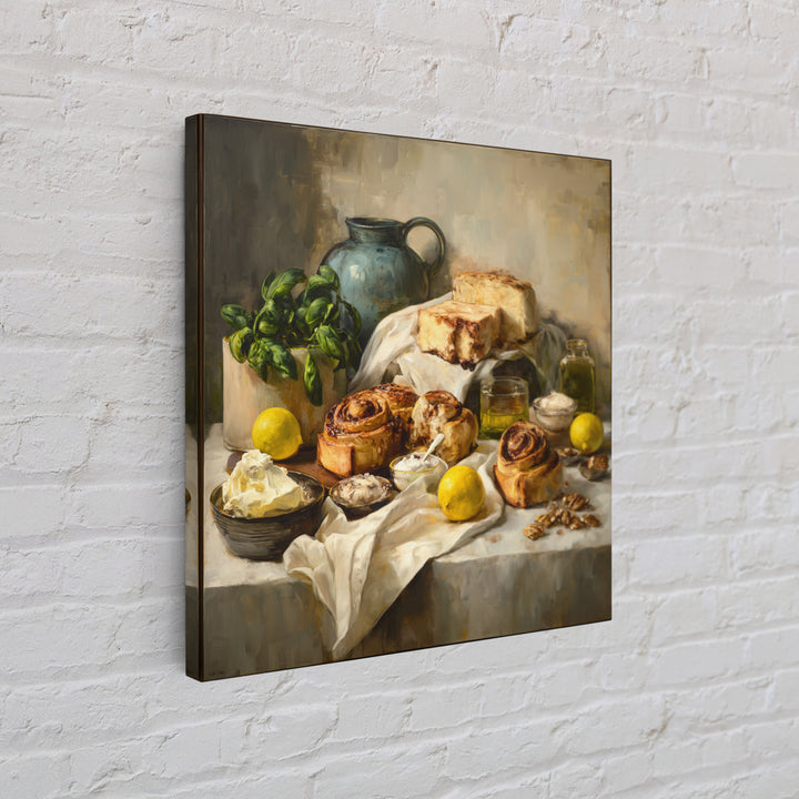 Cinnamon Rolls in a Warm Country Kitchen Canvas Print, Bakery Art, Gallery Decor, Bakery Decor, Fine Art, Patisserie, BAK-1x1-59