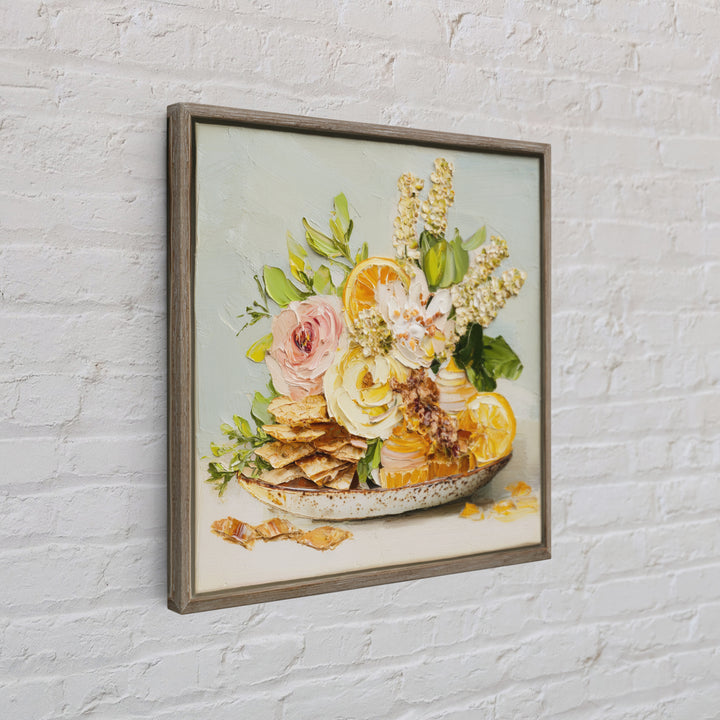 Cupcake Bouquet Painted Framed Canvas Print, Bakery Art, Kitchen Wall Decor, Bakery Decor, Patisserie, Whimsical Wall Art, BAK-1x1-7