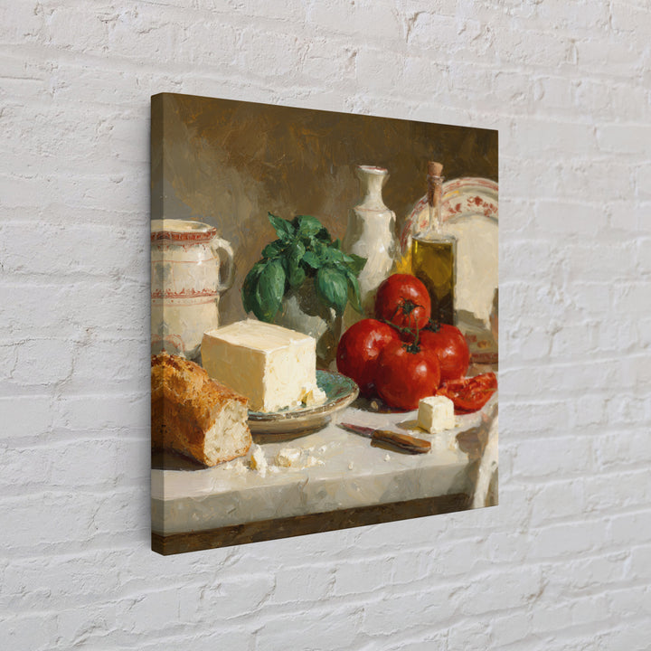 Baguette and Butter Still Life on Marble Framed Canvas Print, Bakery Art, Digital Print, Bakery Decor, Fine Art, Patisserie, BAK-1x1-8
