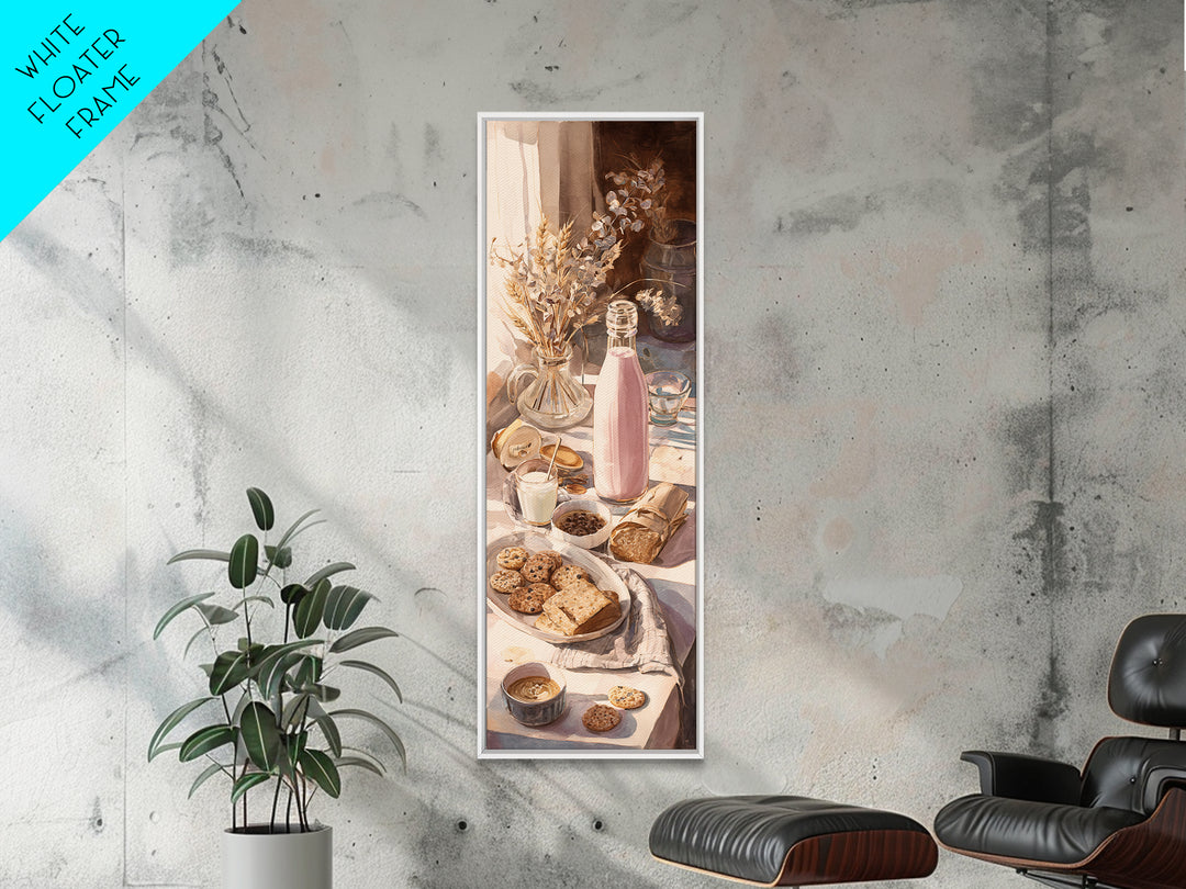 Milk Bottle and Cookies Nostalgic Still Life Canvas Print, Bakery Art, Dining Room Art, Bakery Decor, Fine Art, Patisserie, BAK-1x3-10