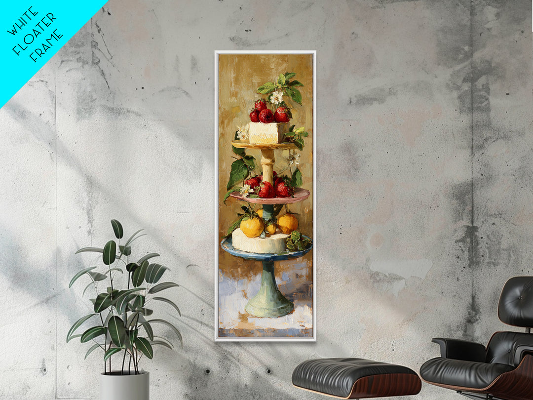 Pastel Cake Stand Canvas Print, Bakery Art, Kitchen Art, Bakery Decor, Patisserie, Neutral Wall Art, Aesthetic Wall Art, BAK-1x3-25