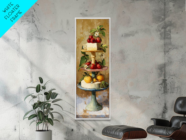 Pastel Cake Stand Canvas Print, Bakery Art, Kitchen Art, Bakery Decor, Patisserie, Neutral Wall Art, Aesthetic Wall Art, BAK-1x3-25