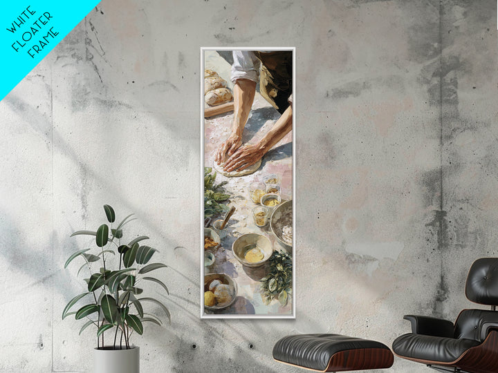 Baker Hands Shaping Dough Framed Canvas Print, Bakery Art, Textured Painting, Bakery Decor, Fine Art, Patisserie, Printable Art, BAK-1x3-29