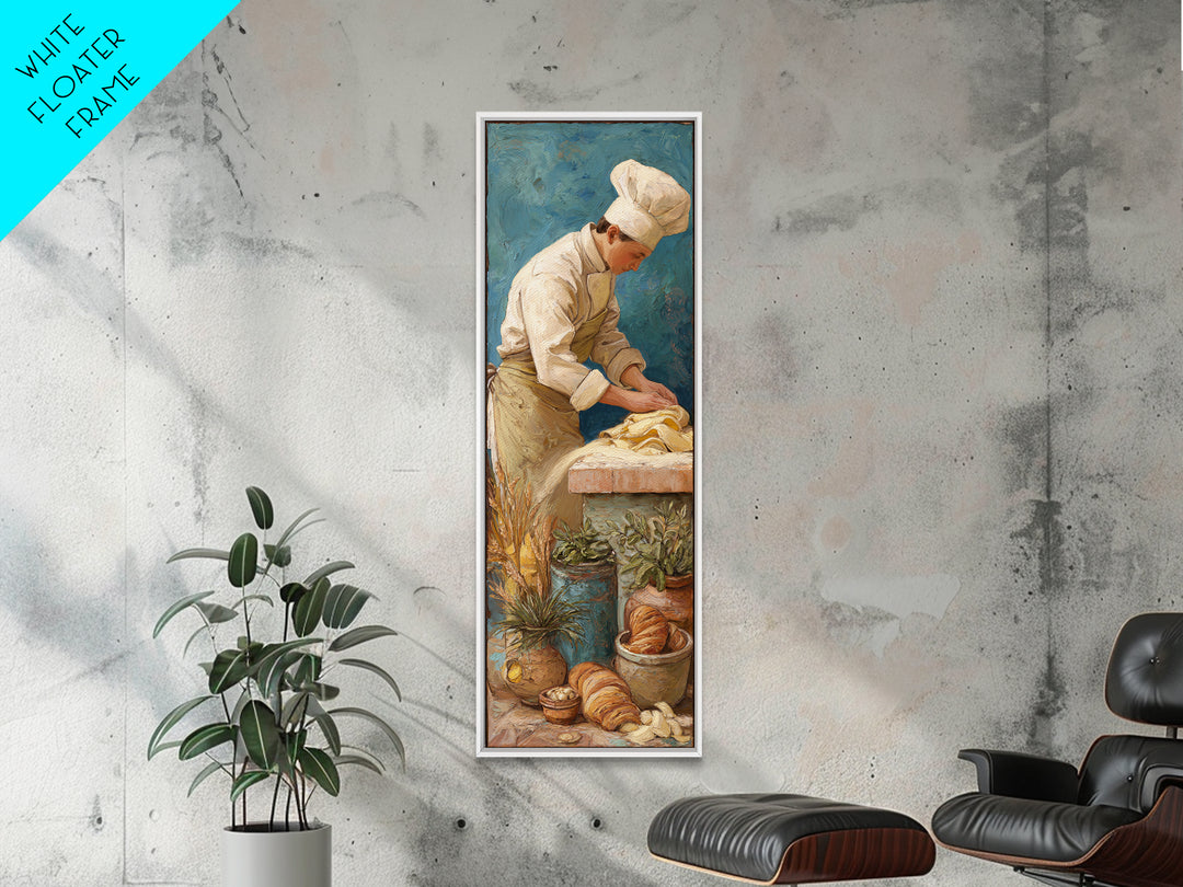 Baker Hands Shaping Dough Framed Canvas Print, Bakery Art, Textured Painting, Bakery Decor, Fine Art, Patisserie, Printable Art, BAK-1x3-53