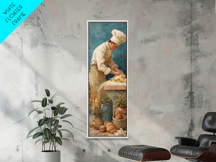 Baker Hands Shaping Dough Framed Canvas Print, Bakery Art, Textured Painting, Bakery Decor, Fine Art, Patisserie, Printable Art, BAK-1x3-53