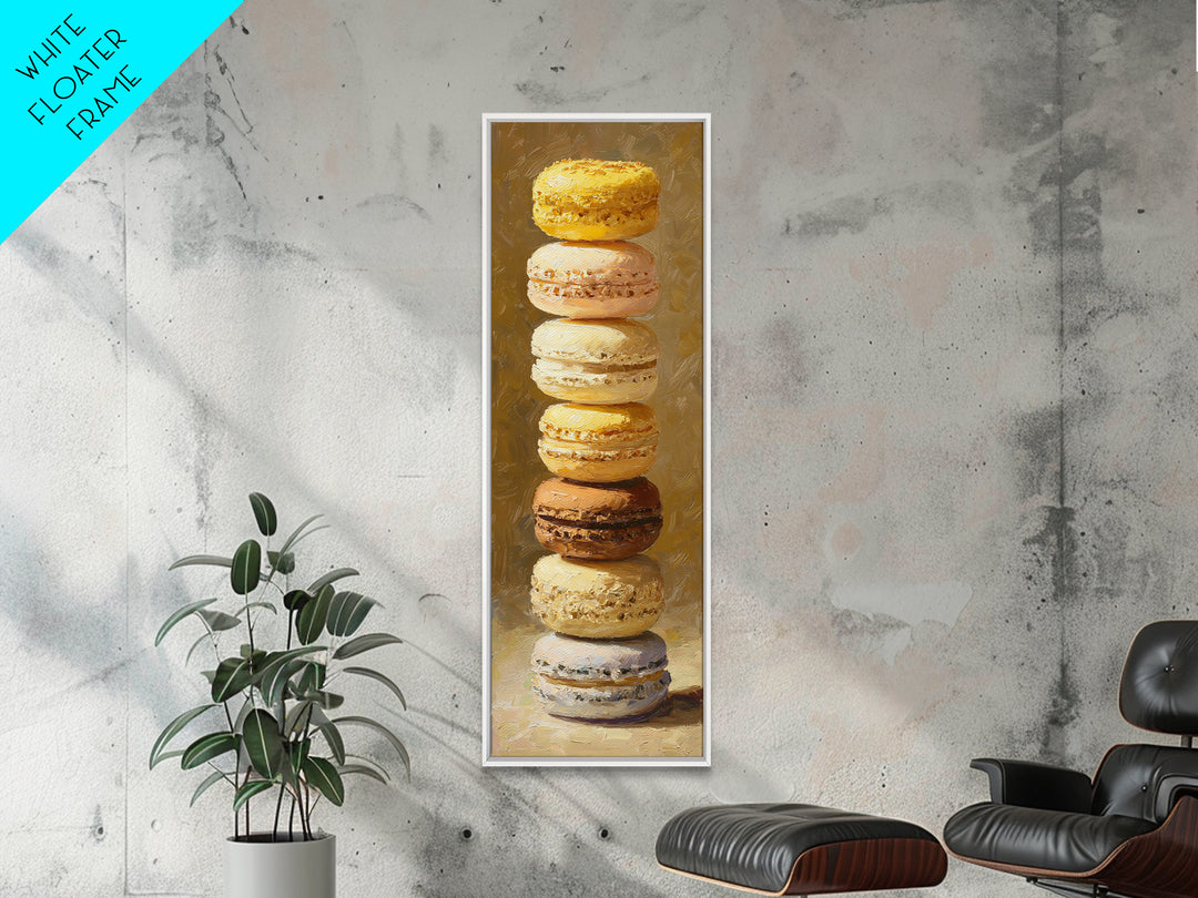 Single Perfect Macaron Tower Canvas Print, Bakery Art, Bakery, Bakery Decor, Oil Painting, Patisserie, Minimalist Decor, BAK-1x3-63